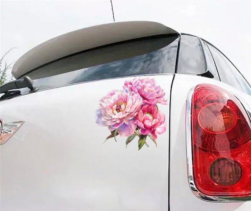 MAKTEM Watercolor Peony Flower Decal  Floral Vinyl Removable Elegant Sticker  Decorative Peony Decal for Auto  Bumper  Trunck  Window  Pink Peonies (Pink) - Image 2